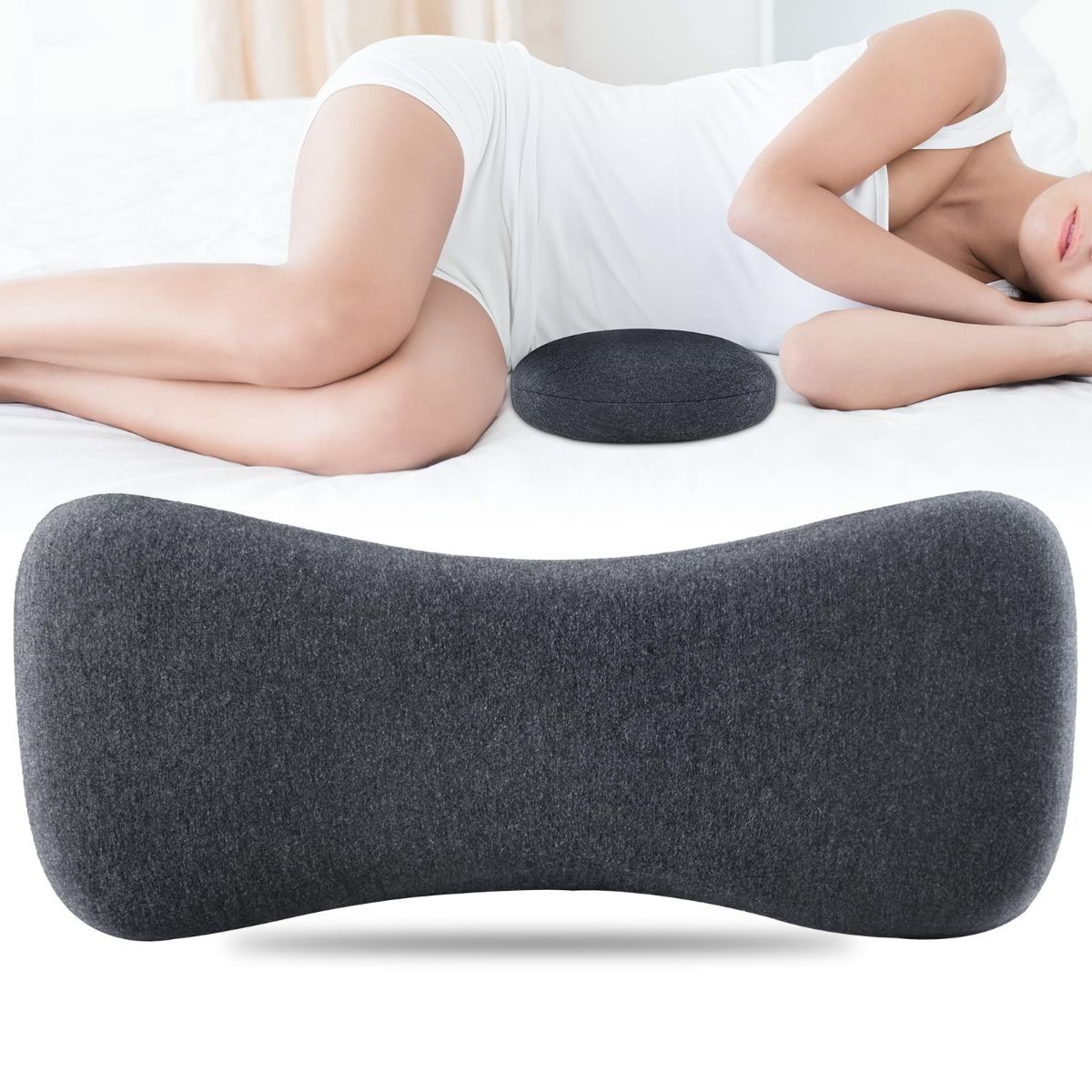 Memory Foam Lumbar Support Pillow for Sitting and Sleeping