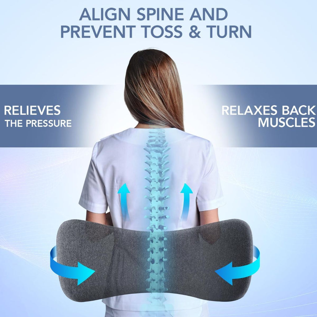 Memory Foam Lumbar Support Pillow for Sitting and Sleeping