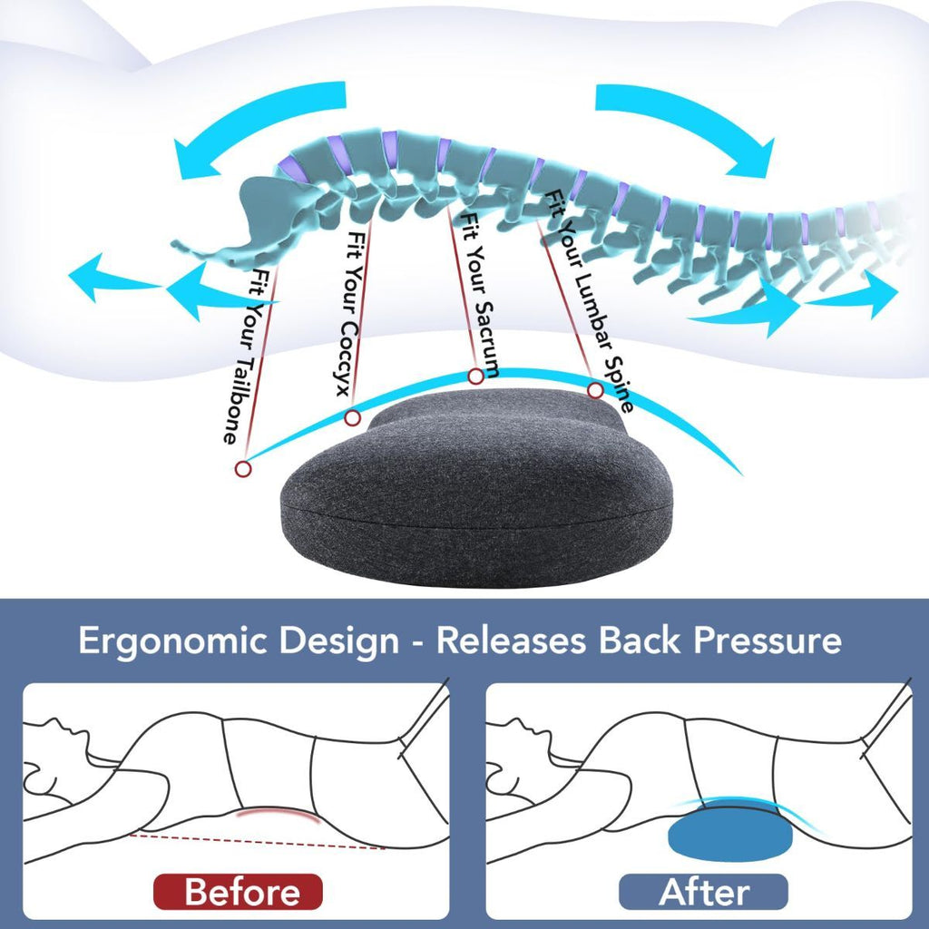 Memory Foam Lumbar Support Pillow for Sitting and Sleeping