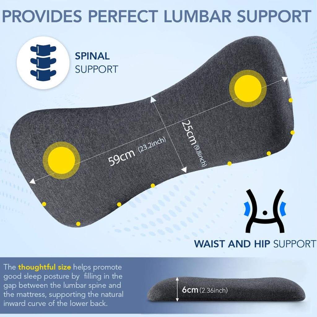 Memory Foam Lumbar Support Pillow for Sitting and Sleeping