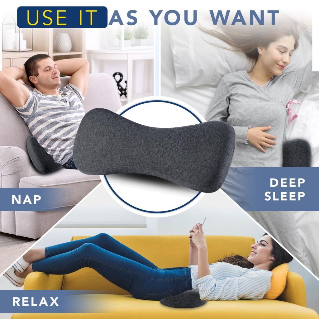 Memory Foam Lumbar Support Pillow for Sitting and Sleeping